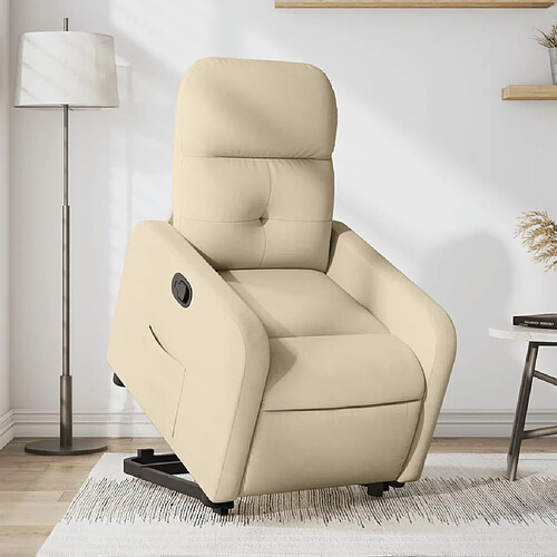 vidaXL Fauteuil inclinable Crème Tissu