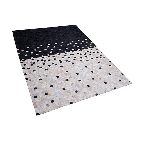 Beliani Tapis en cuir 160 x 230 cm noir et beige ERFELEK