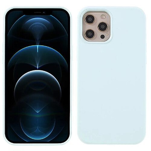 Coque en silicone solide bleu de pulvérisation pour votre Apple iPhone 12 Pro Max 6.7 pouces