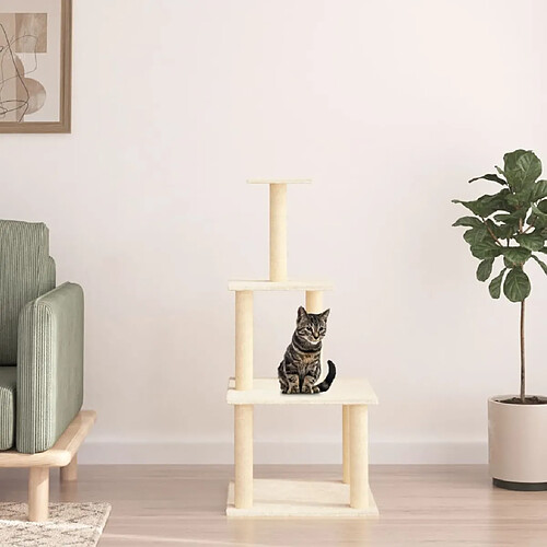 vidaXL Arbre à chat avec griffoirs en sisal crème 111 cm