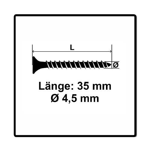 Fischer Power-Fast II FPF II Vis à bois aggloméré 4,5x35 mm - tête fraisée Torx, filetage total, zingué et passivé bleu - 200 pcs. (670258)