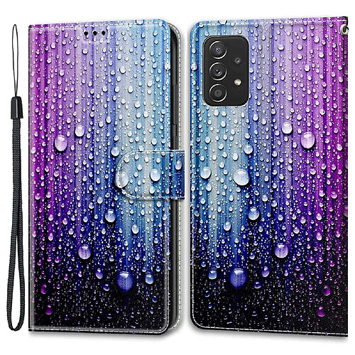 Coque en TPU + PU magnétique, antichoc avec porte-carte Goutte d'eau c05 pour votre Samsung Galaxy A53 5G