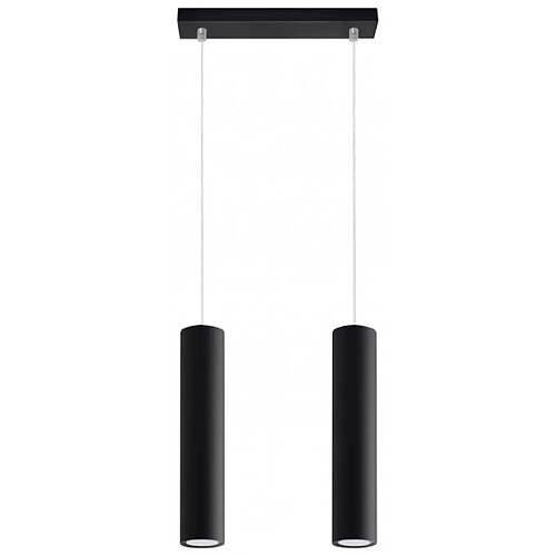 Luminaire Center Suspension LAGOS acier noir 2 ampoules