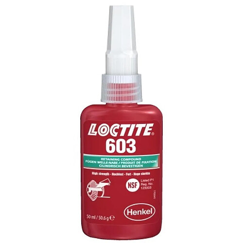 Adhésif LOCTITE 603 de fixation dassemblages cylindriques roulements et bagues autolubrifiantes oil tolérant 50ml