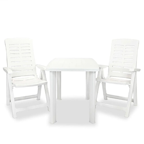 vidaXL Ensemble de bistro 3 pcs Plastique Blanc