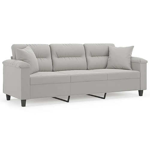 Maison Chic Canapé 3 places avec oreillers,Sofa de Salon,Canapé droit gris clair 180 cm -GKD825066