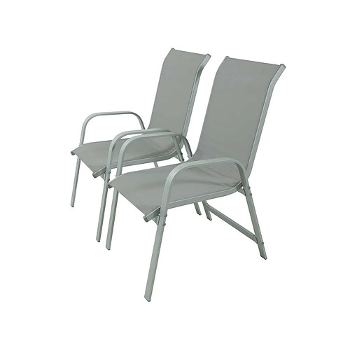 Habitat Et Jardin Fauteuil jardin Alu/Textilène Porto - Phoenix - Gris clair - Lot de 2