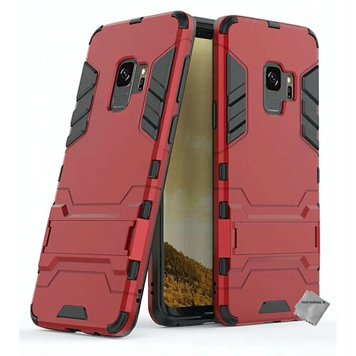 Htdmobiles Coque rigide anti choc pour Samsung Galaxy S9 + verre trempe - ROUGE