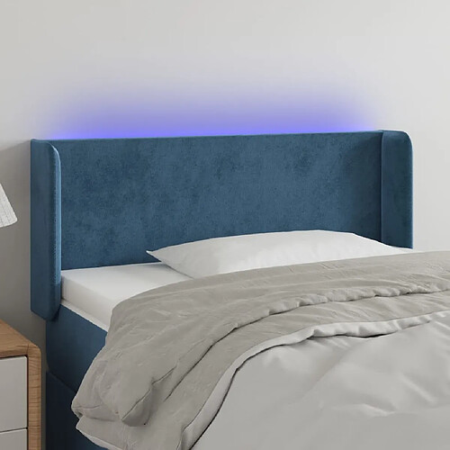 Maison Chic Tête de lit scandinave à LED,meuble de chambre Bleu foncé 93x16x78/88 cm Velours -MN31343