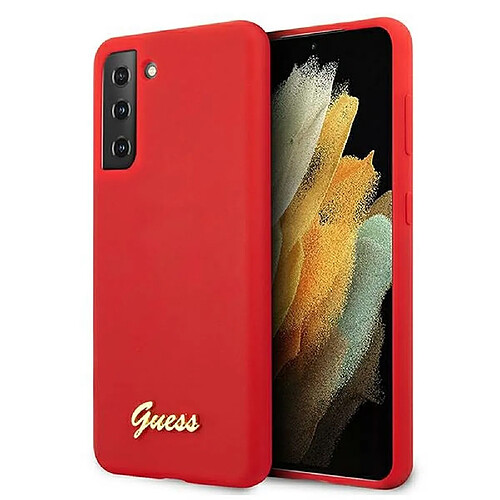 Ozzzo original faceplate coque guess guhcs21mlslmgre pour samsung s21 plus (silicone script metal logo / red)