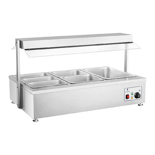 Helloshop26 Bain marie 1700 watts - 6 bacs GN - avec compartiment pour viande 14_0000561