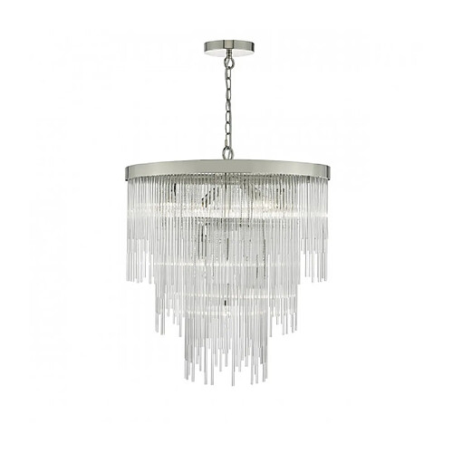 Luminaire Center Suspension Isla verre et chrome poli 7 ampoules