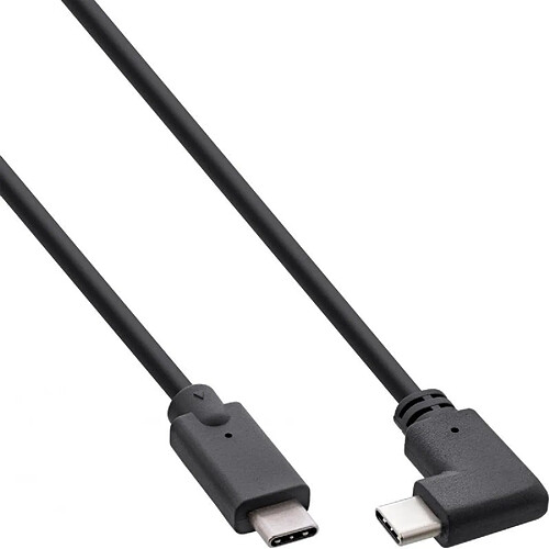 InLine USB 3.2 Gen.2 Kabel - USB Typ-C Stecker/Stecker gewinkelt - schwarz - 1m (35701W)