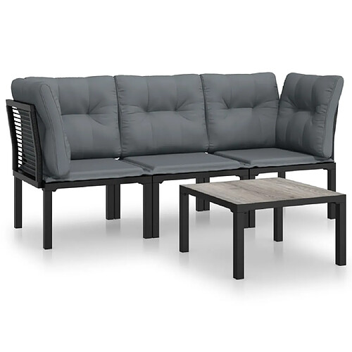 Maison Chic Salon de jardin 4 pcs - Table et chaises d'extérieur - Mobilier/Meubles de jardin Moderne noir et gris résine tressée -MN23932