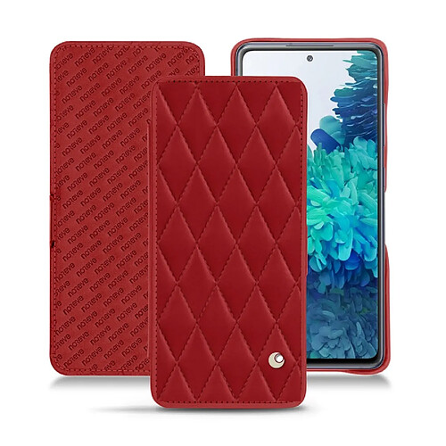 Housse cuir Samsung Galaxy S20 FE - Rabat horizontal - Rouge - Couture ( Nappa - Pantone #d50032 ) - NOREVE