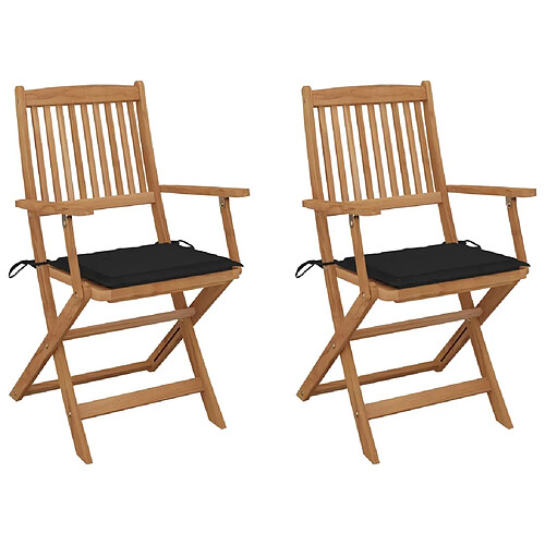 vidaXL Chaises pliables de jardin lot de 2 avec coussins Bois d'acacia