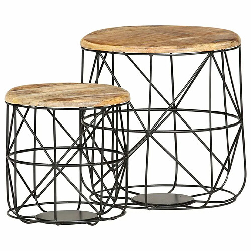 Maison Chic Lot de 2 Tables basses,Table Console pour salon Bois solide de manguier -MN15803