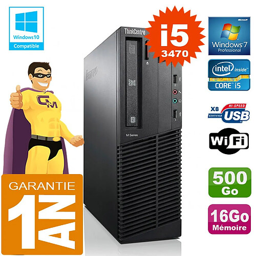 PC Lenovo M92p SFF Core I5-3470 Ram 16Go Disque 500 Go Graveur DVD Wifi W7 · Occasion