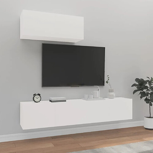 vidaXL Ensemble de meubles TV 3 pcs Blanc Bois d'ingénierie