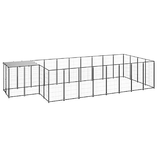 Helloshop26 Chenil extérieur cage enclos parc animaux chien 10,89 m² 110 cm acier noir 02_0000486