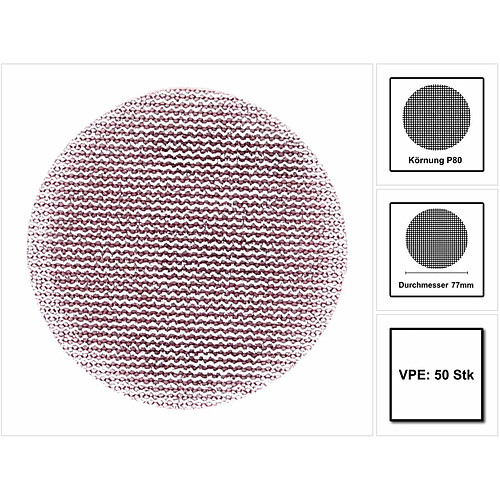 Mirka ABRANET Disque abrasif pour ponçage Grip - Ø 77mm P80 - 50 pièces. ( 5420305080 )