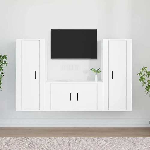 vidaXL Ensemble de meubles TV 3 pcs Blanc Bois d'ingénierie