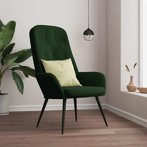 vidaXL Chaise de relaxation Vert foncé Velours