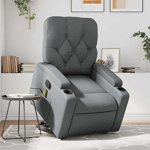 vidaXL Fauteuil inclinable de massage Gris Similicuir