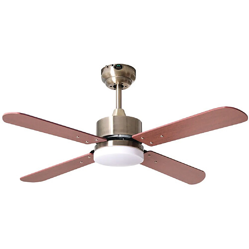 Ventilateur de plafond KENIA oxydé, 4 pales réversibles, 18W LED 3000|4000|6500K, H40xP.107cm