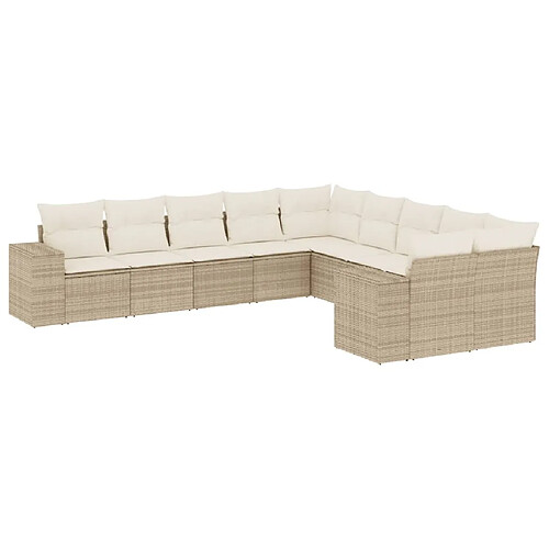 Maison Chic Salon de jardin avec coussins 10 pcs, Ensemble Tables et chaises de jardin, beige résine tressée -GKD166150