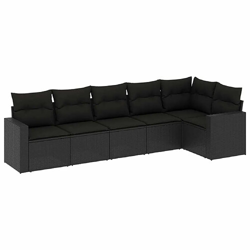 Maison Chic Salon de jardin 6 pcs avec coussins | Ensemble de Table et chaises | Mobilier d'Extérieur noir résine tressée -GKD68743