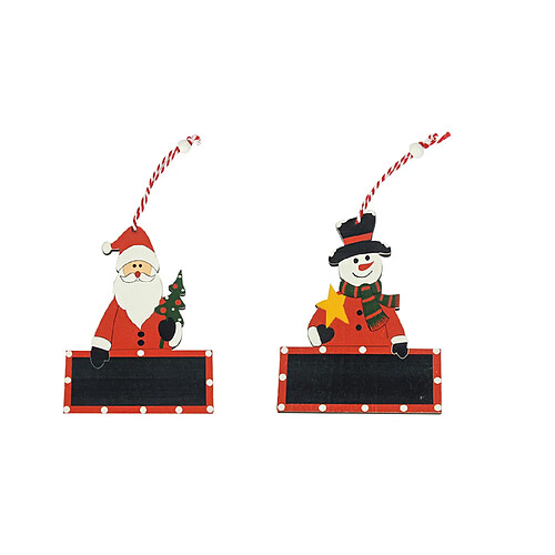 C157 2PCS Ornement de Noël Ornement en bois Santa Snowman Petite pendentif Arbre de Noël Décoration Pendentif Ornements de Noël