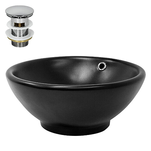 lavabo incl. vidage avec trop-plein Ø 42x17 cm noir mat en céramique ML-Design