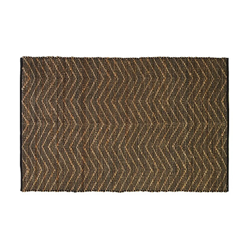 Aubry Gaspard Tapis en jute et coton naturels Zig-zag Naturel et marron - 160 x 230 cm.