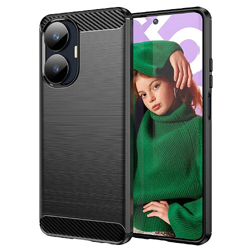 Htdmobiles Coque pour Realme C55 - housse etui silicone gel carbone + film ecran - NOIR