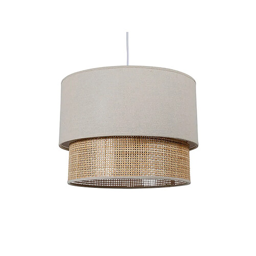 Suspension Gigogne Rotin Beige 2 Abat-Jour - Ostaria