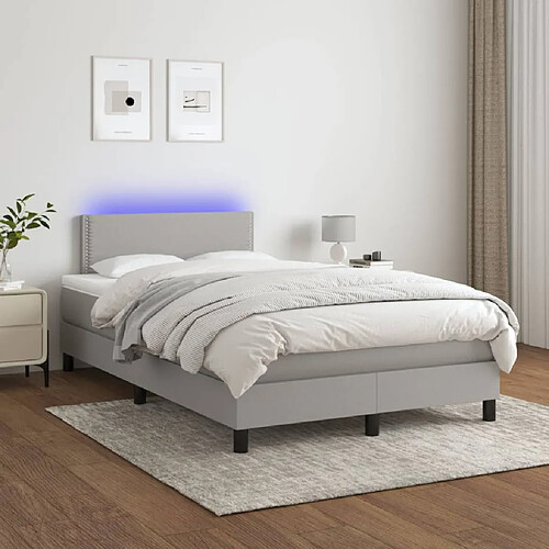 vidaXL Sommier à lattes de lit matelas LED Gris clair 120x200 cm Tissu