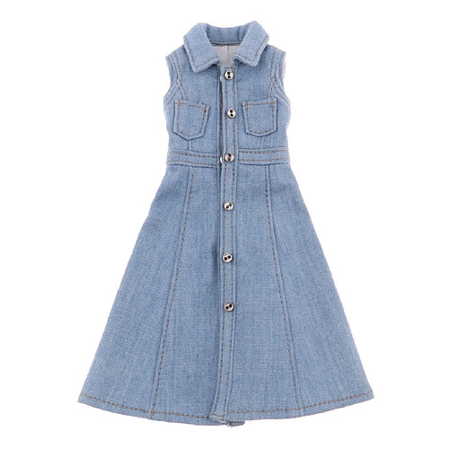 1/3 Poupée Outfit Denim Robe Robe Pour Bjd Poupée Vêtement Accessoire Bleu Clair