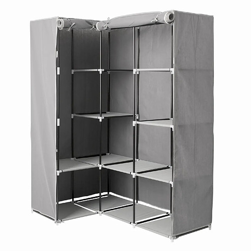 Five Simply Smart Armoire d'angle avec 1 penderie et 10 étagères - Gris