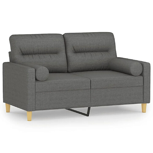 Maison Chic Canapé 2 places avec oreillers,Sofa de Salon,Canapé droit gris foncé 120 cm tissu -GKD142643