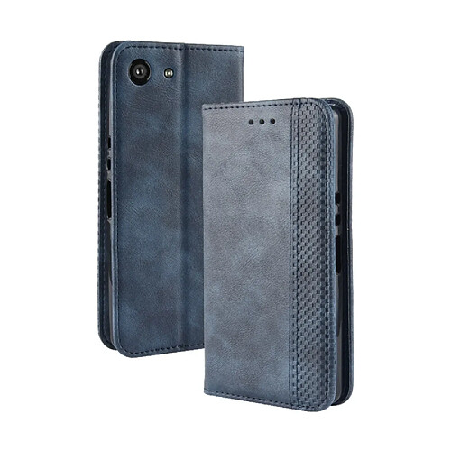 Wewoo Housse Coque Étui en cuir à boucle magnétique avec rétro pour Crazy Horse Texture horizontale Sony Xperia ACE SO-02Lavec support et fentes cartes et cadre photo Bleu