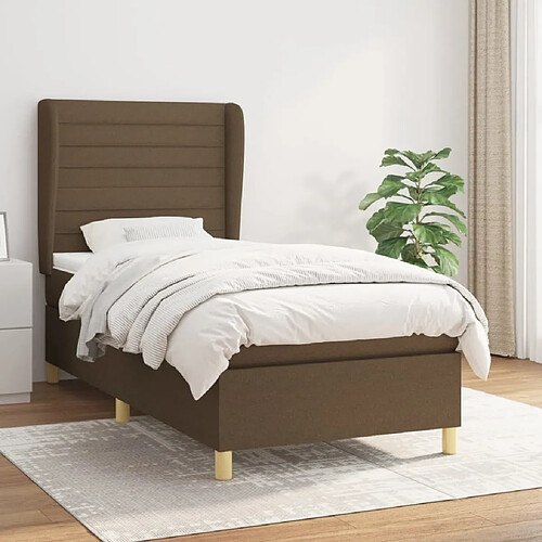 Maison Chic Lit Adulte - Lit simple Lit à sommier tapissier avec matelas moelleux - Meuble de Chambre - Marron foncé 80x200 cm -MN83357