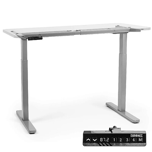 Duronic Bureau Assis-Debout Gris TM22 GY | Structure de Bureau à Hauteur Ajustable 71–116 cm | Électrique | Sauvegarde des Tailles | Max 100 kg | Station Ergonomique | Plateau Disponible séparément