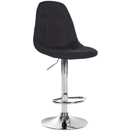 Decoshop26 Tabouret de bar x1 avec repose-pieds hauteur réglable pivotant assise en tissu noir cadre métallique chromé 10_0004847