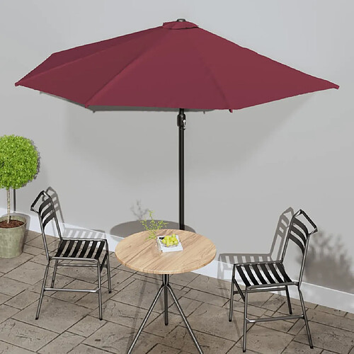 vidaXL Parasol de balcon mât en aluminium Bordeaux 300x155x223 cm Demi