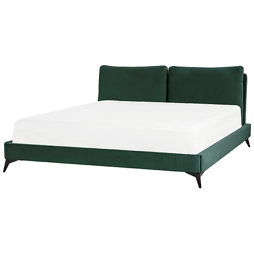 Beliani Lit double en velours vert 180 x 200 cm MELLE