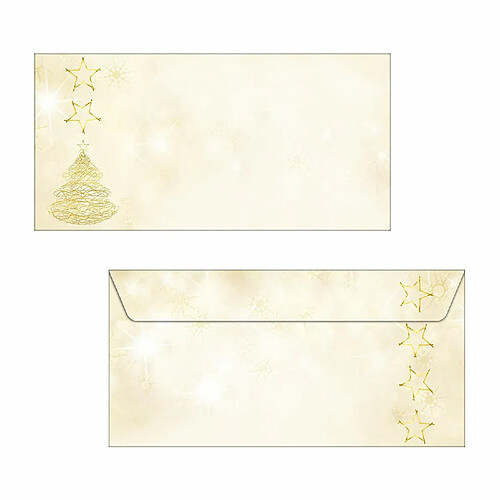 SIGEL DU083 Enveloppes motif arbre de Noël or, format DL (11 x 22 cm), 50 pièces