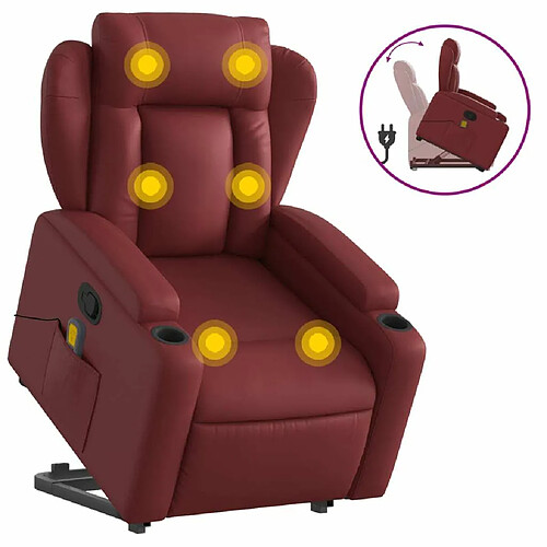 Maison Chic Fauteuil Relax pour salon, Fauteuil inclinable de massage Rouge bordeaux Similicuir -GKD91916