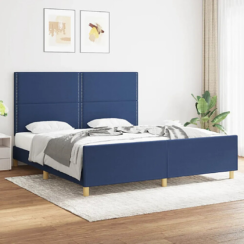 vidaXL Cadre de lit sans matelas bleu 180x200 cm tissu