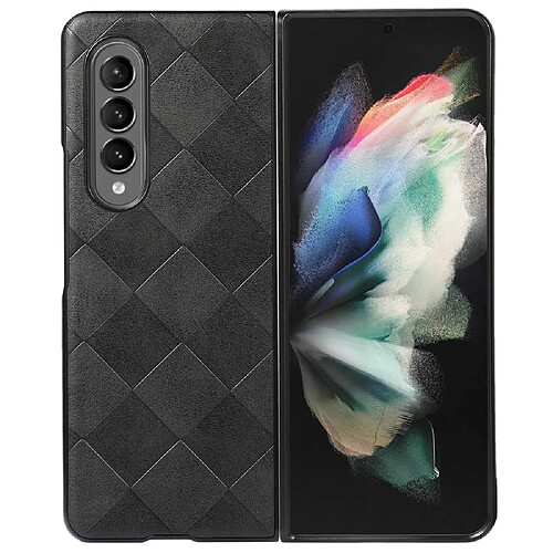 Coque en TPU + PU texture la grille noir pour votre Samsung Galaxy Z Fold3 5G